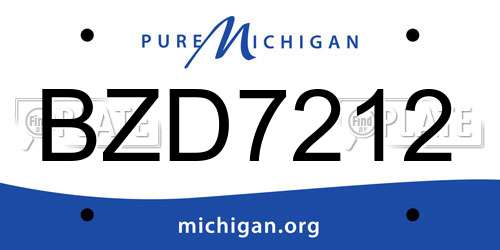 BZD7212 Michigan License Plate