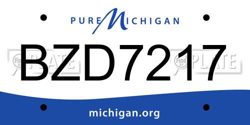 BZD7217 Michigan License Plate