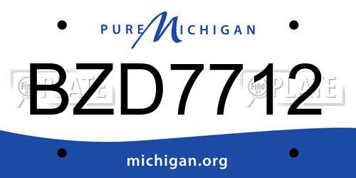 BZD7712 Michigan License Plate