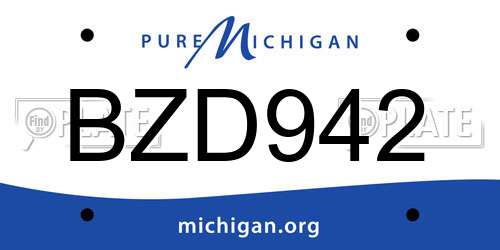 BZD942 Michigan License Plate