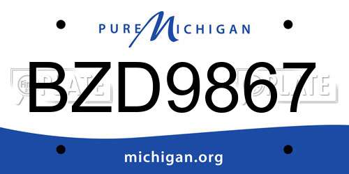 BZD9867 Michigan License Plate