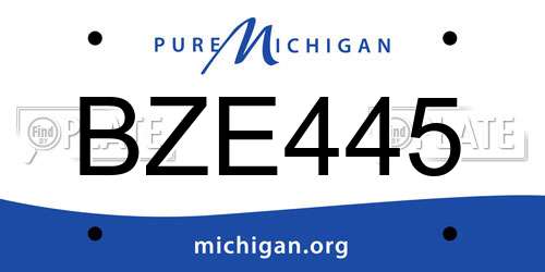 BZE445 Michigan License Plate