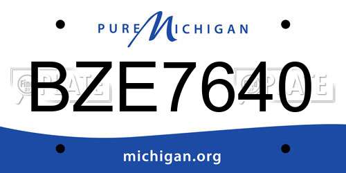 BZE7640 Michigan License Plate