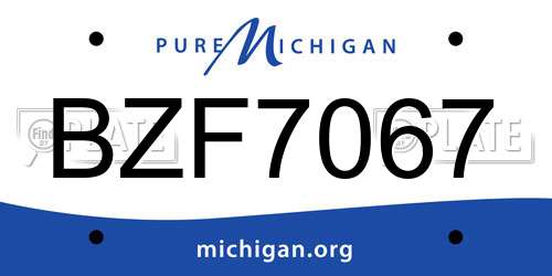 BZF7067 Michigan License Plate