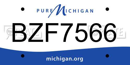 BZF7566 Michigan License Plate