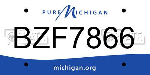 BZF7866 Michigan License Plate