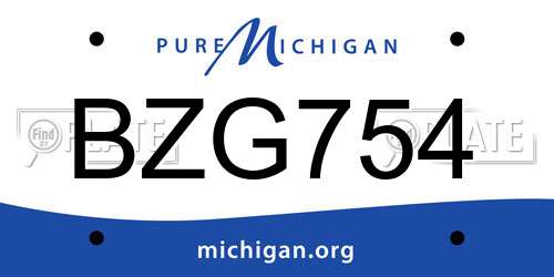 BZG754 Michigan License Plate