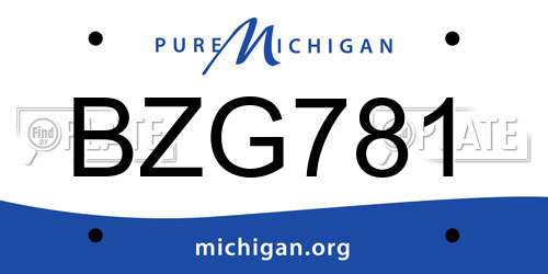 BZG781 Michigan License Plate
