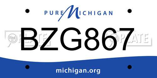 BZG867 Michigan License Plate