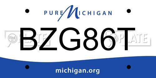 BZG86T Michigan License Plate