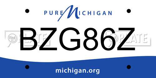 BZG86Z Michigan License Plate