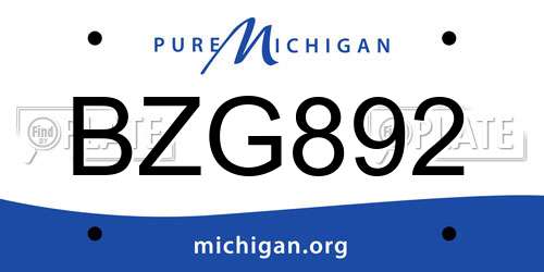 BZG892 Michigan License Plate