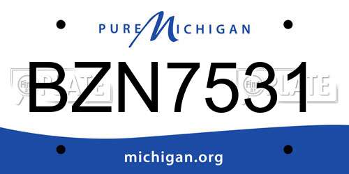 BZN7531 Michigan License Plate