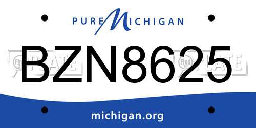 BZN8625 Michigan License Plate