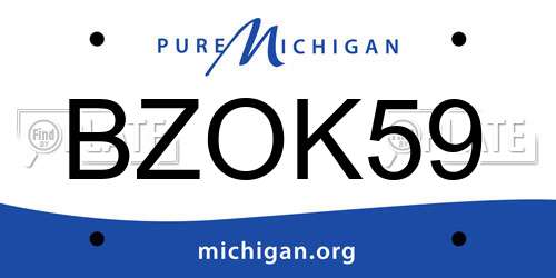 BZOK59 Michigan License Plate