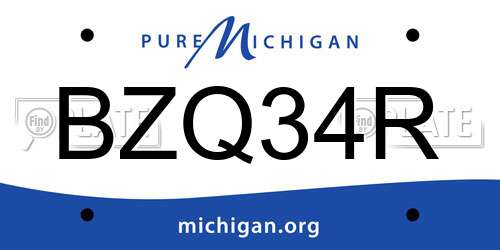 BZQ34R Michigan License Plate