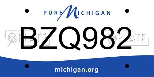 BZQ982 Michigan License Plate