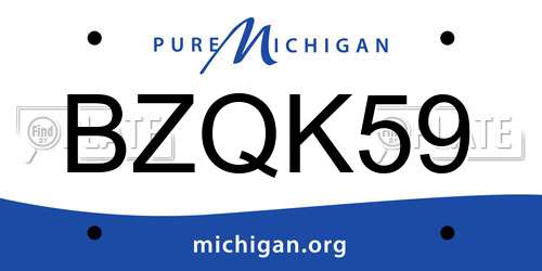 BZQK59 Michigan License Plate