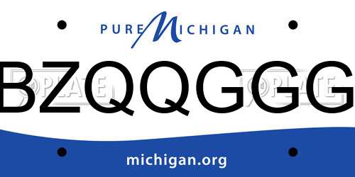 BZQQGGG Michigan License Plate