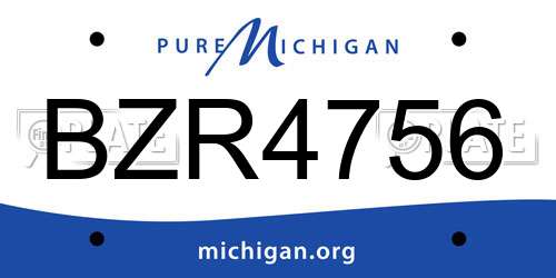 BZR4756 Michigan License Plate