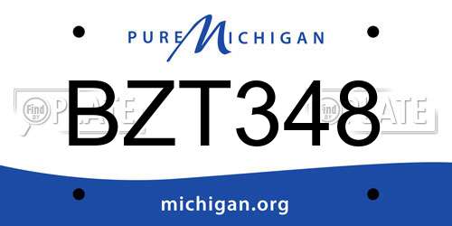 BZT348 Michigan License Plate