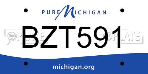 BZT591 Michigan License Plate