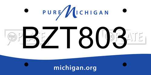 BZT803 Michigan License Plate