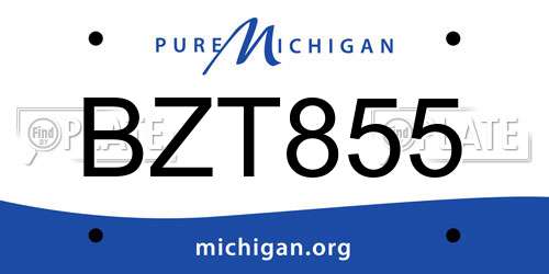 BZT855 Michigan License Plate