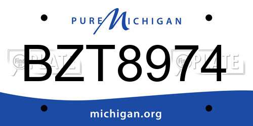 BZT8974 Michigan License Plate