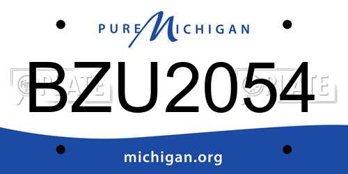 BZU2054 Michigan License Plate