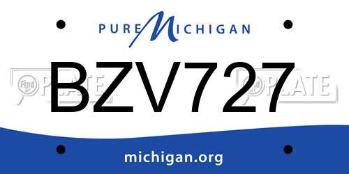 BZV727 Michigan License Plate