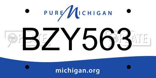 BZY563 Michigan License Plate