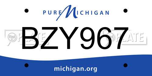 BZY967 Michigan License Plate