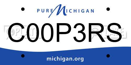 C00P3RS Michigan License Plate