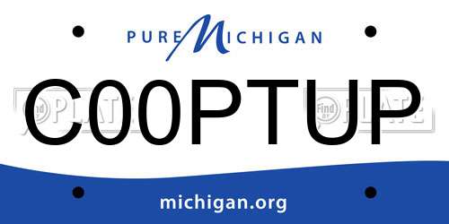 C00PTUP Michigan License Plate