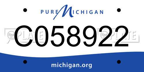 C058922 Michigan License Plate