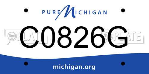 C0826G Michigan License Plate