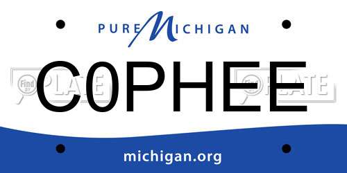 C0PHEE Michigan License Plate