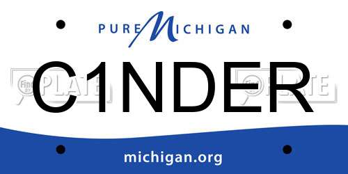 C1NDER Michigan License Plate