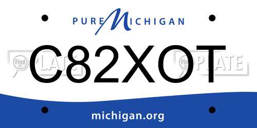 C82XOT Michigan License Plate