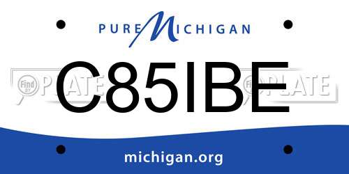 C85IBE Michigan License Plate