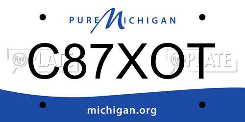 C87XOT Michigan License Plate
