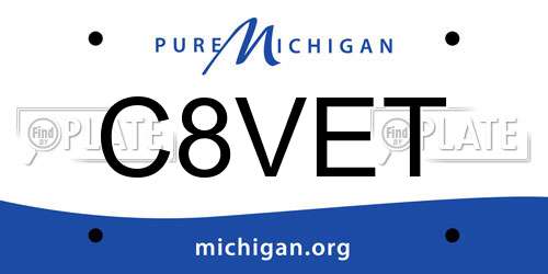 C8VET Michigan License Plate