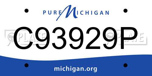 C93929P Michigan License Plate
