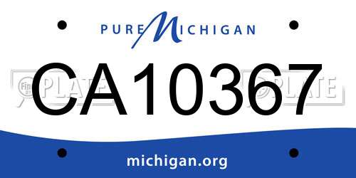 CA10367 Michigan License Plate