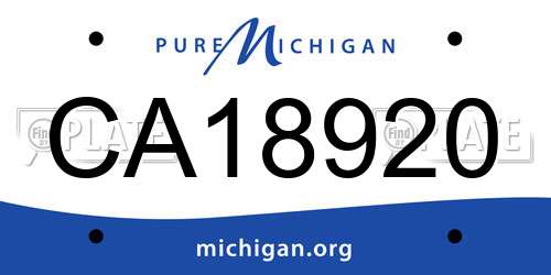 CA18920 Michigan License Plate