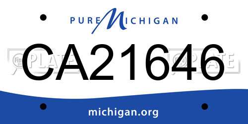 CA21646 Michigan License Plate