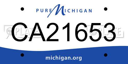 CA21653 Michigan License Plate