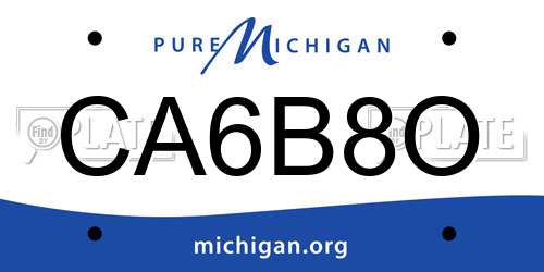 CA6B8O Michigan License Plate