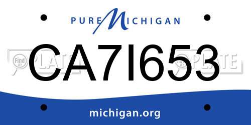 CA7I653 Michigan License Plate